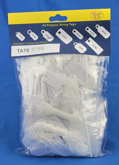 TA763PWH White Plastic String Tag 1/2" x 1