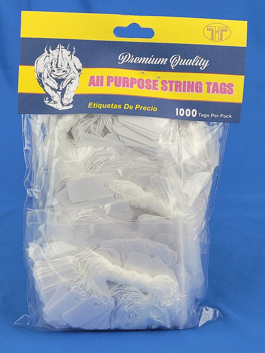 TA763PWH White Plastic String Tag 1/2" x 1