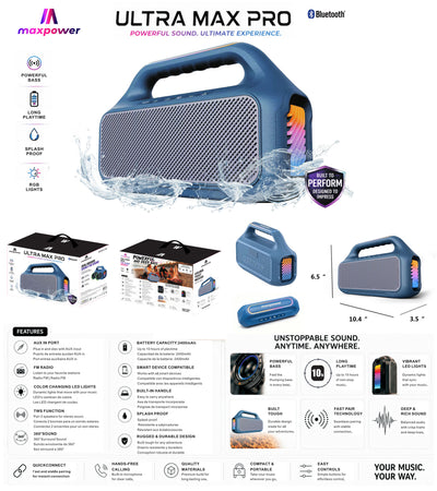 MPD674-BLU Maxpower Portable BT Speaker Blue