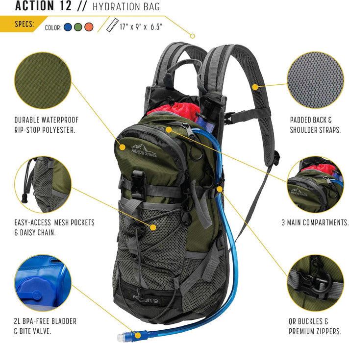 XHB-049-ASST Hydration Pack 2L Assorted Colors