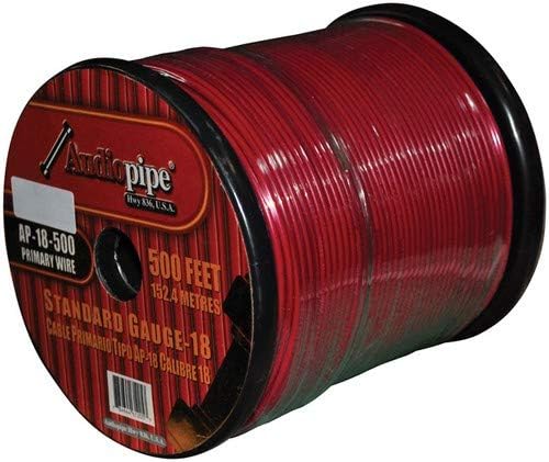 AP18500RD Audiopipe 500' Red 18 Gauge Remote Cable