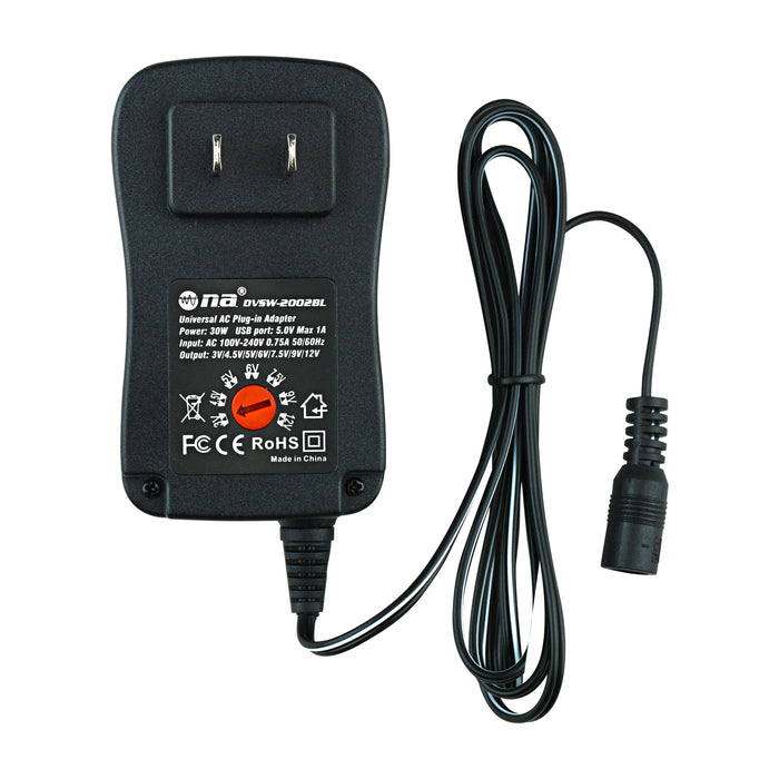 DVSW-2002BL Universal AC Adapter with USB - Retail Blister Pack