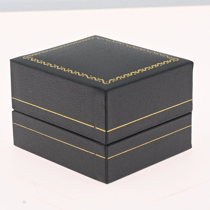 M&M LS00R Faux Leather Single Ring Box - Black With Gold Trim