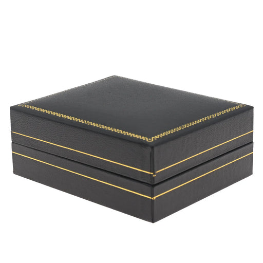 M&M LS24P Faux Leather Pendant Box - Black With Gold Trim