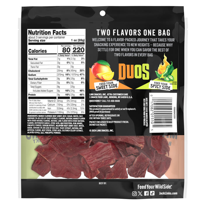 10000043317 Jack Links Duos 2.85oz Mango-Jalapeno Beef Jerky