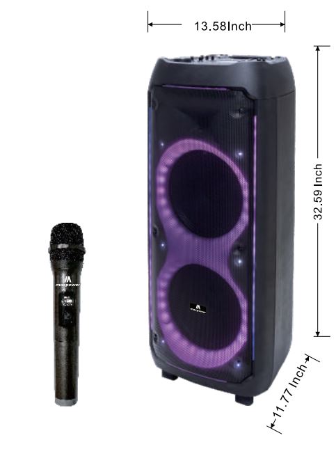 MPD102XB Maxpower 10x2 Rechargeable karaoke Speaker w/ Mic