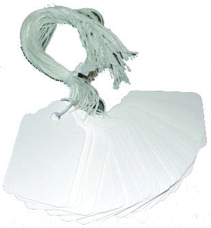 TA763PWH White Plastic String Tag 1/2 x 1 — M&M Merchandisers