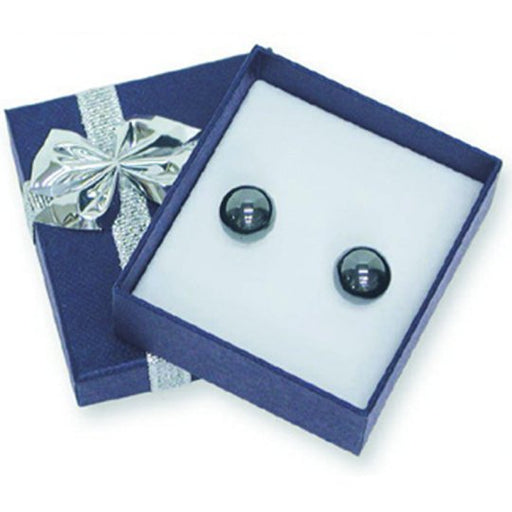 M&M DF3EBL Blue Bowtie Linen Earring Box