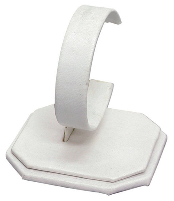 M&M 101LW 3-3/8” Faux Leather Watch Display Stand - White