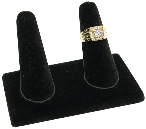 M&M 245-2 Velvet 2-Finger Ring Stand - Black