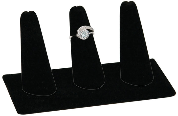 M&M 245R-3 (BK) Velvet 3-Finger Ring Stand - Black