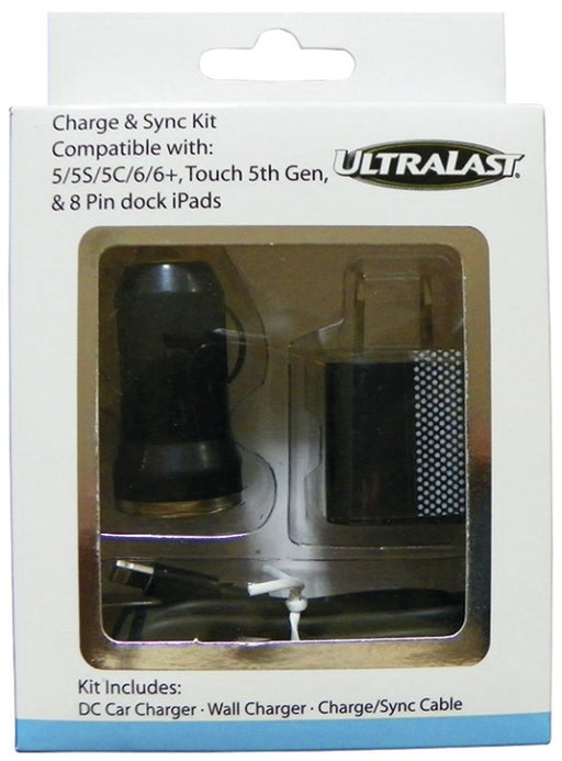 Ultralast CEL-CHG8B 8-Pin iPhone 3-in-1 Kit (Black)