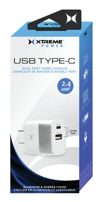 Xtreme XT-XHC81013WHT White USB Type-C Dual Port Home Charger