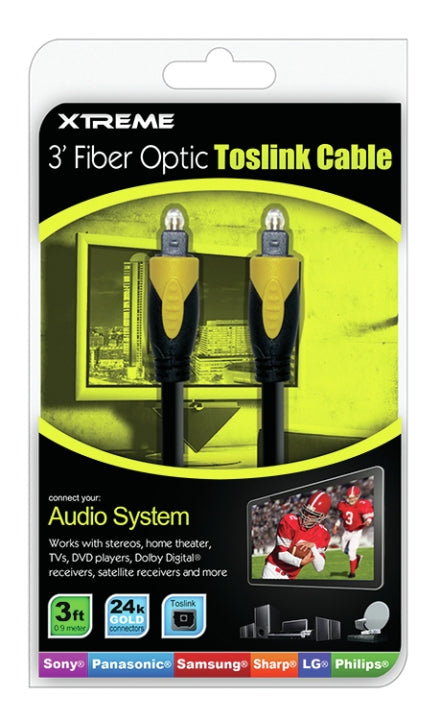 Xtreme XT-XHD10102BLK 3-Feet Fiber Optic Toslink Cable