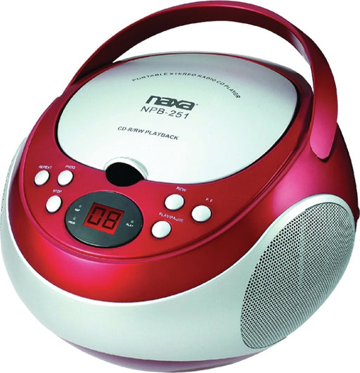 Naxa NPB-251 RED Portable CD Player with AM/FM Stereo Radio Red