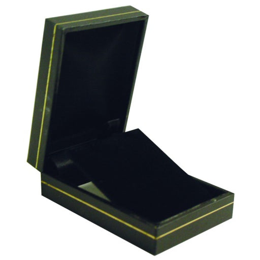 M&M LS24P Faux Leather Pendant Box - Black With Gold Trim