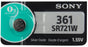 S361 Sony Watch Battery #361 Tear Strip