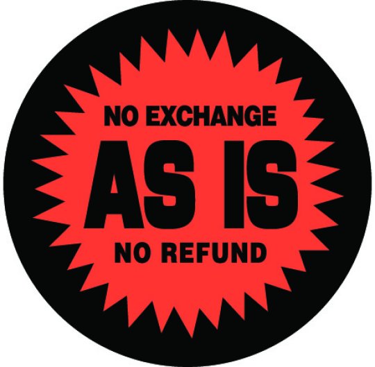 2" "No Exchange As Is" Sticker
