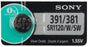 S391/381 Sony Watch Battery #391 & 381 Tear Strip