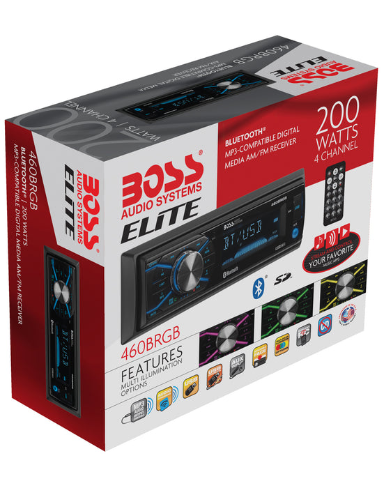 460BRGB Boss Elite Single-Din Bluetooth Mechless Digital Multimedia Receiver