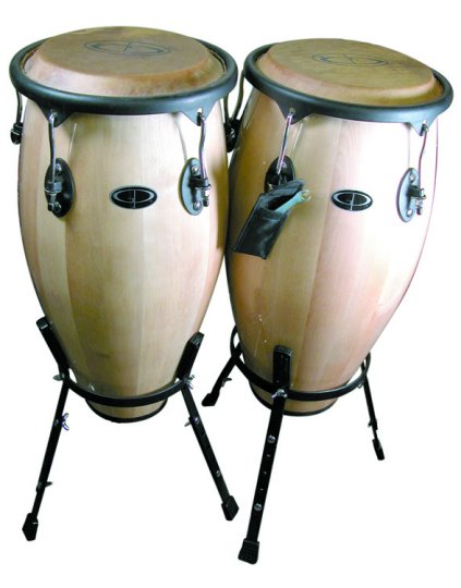 GP Percussion Tunable Wood Conga Set with Stand