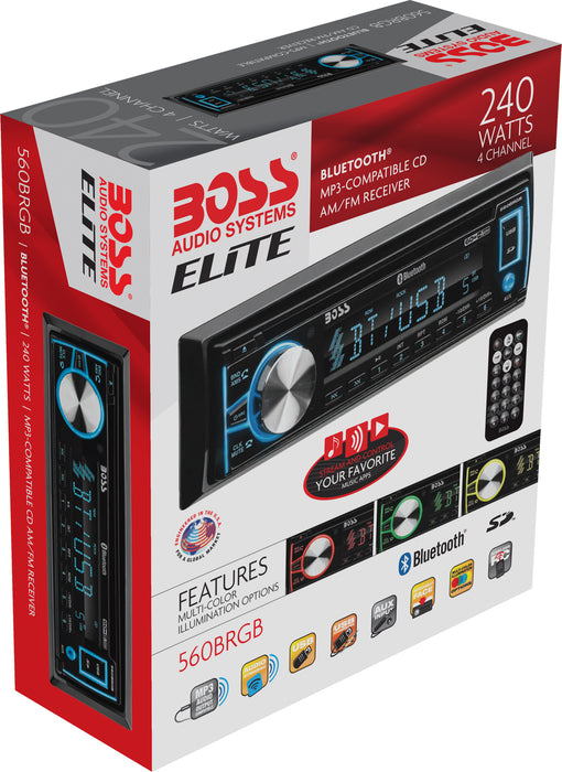 560BRGB Boss Elite Single-Din Bluetooth CD MP3 RGB USB SD Receiver