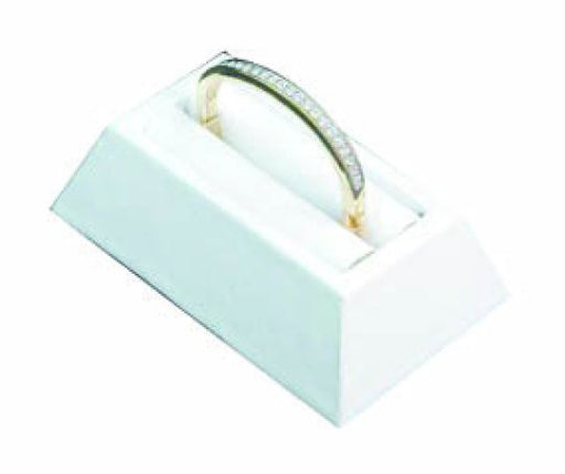M&M 4010L-WH Faux Leather Slotted 1 Bangle Bracelet Display - White