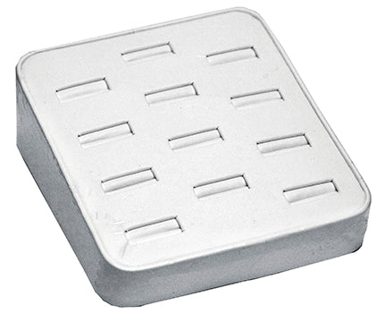 M&M BX2470L-WH Faux Leather Slotted 12 Ring Tray - White