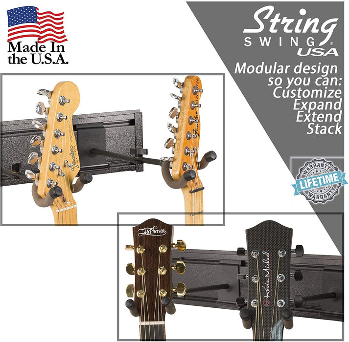 SW5RL-B-K String Swing 5 Guitar Wall Mount Display - Black Vein Finish