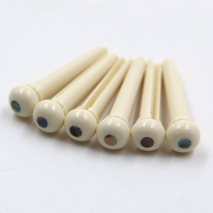 A021IVY-S Fat Boy 6 Piece Bridge Pins Shell Dot - Ivory