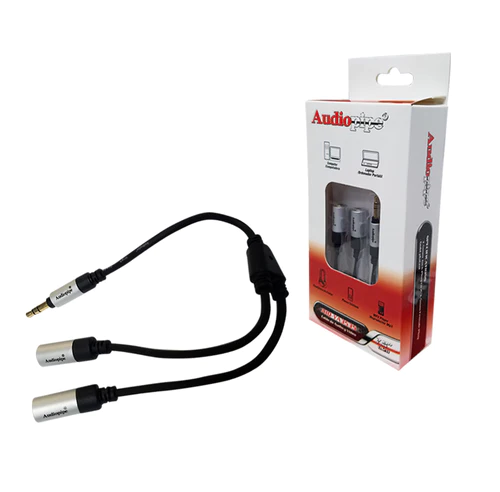 AIQ-YA3535 AudioPipe Audio/Video Cable 3.5mm to Dual 3.5mm 7.8 Inches Long