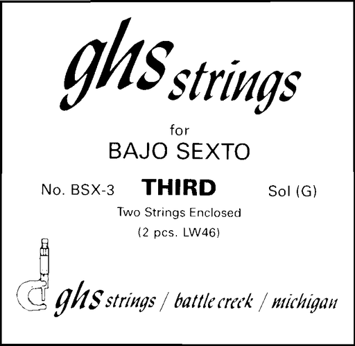 BSX3 GHS Bajo Sexto 3rd- Pair Stainless Steel Strings  - .046 / .046