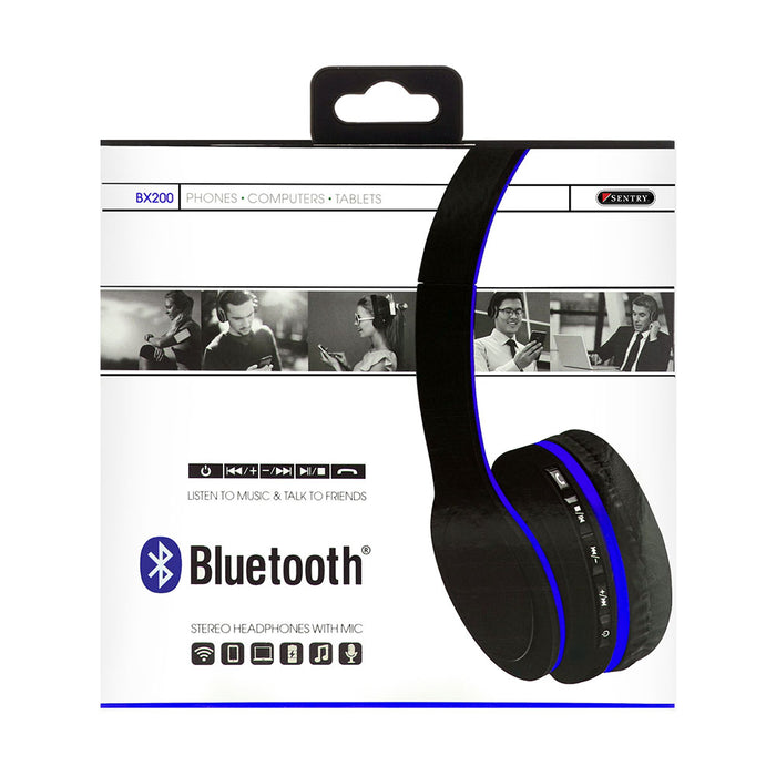 BX200BL Sentry Bluetooth Headphones with Microphone - Blue