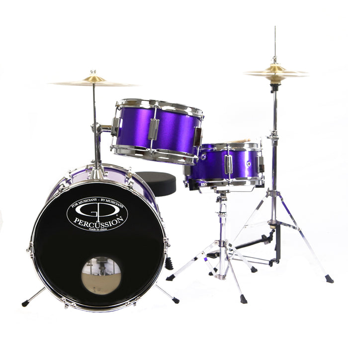 GP50MPR GP Percussion 3 Piece Junior Drum Set (Metallic Purple)