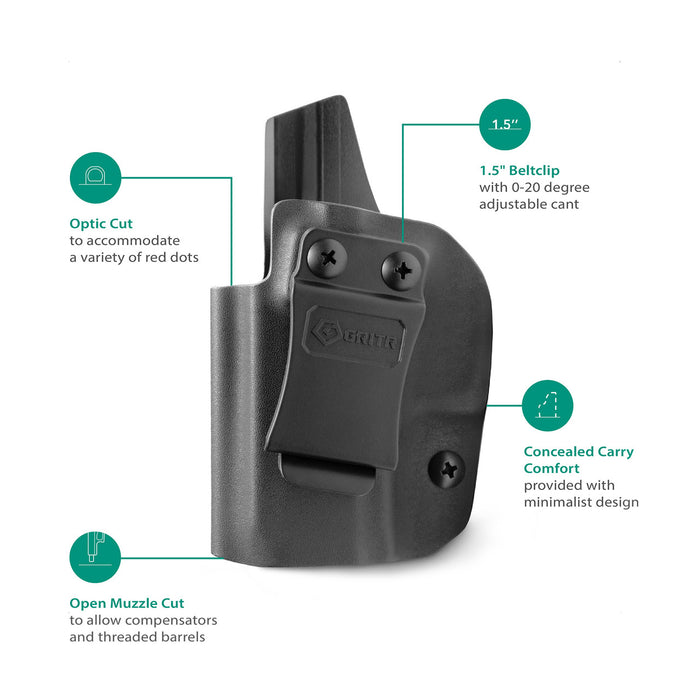 GRIT-IWB-TAURUS-G2/3-L GRITR Left Handed Inside Waist Band Kydex Holster Compatible with Taurus G2/G3 - LEFT HANDED
