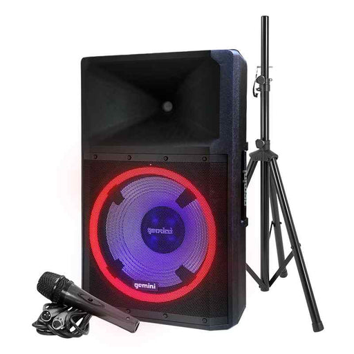 GSP-L2200PK Gemini 15 inch Active Speaker Cabinet with Microphone Stand Pack