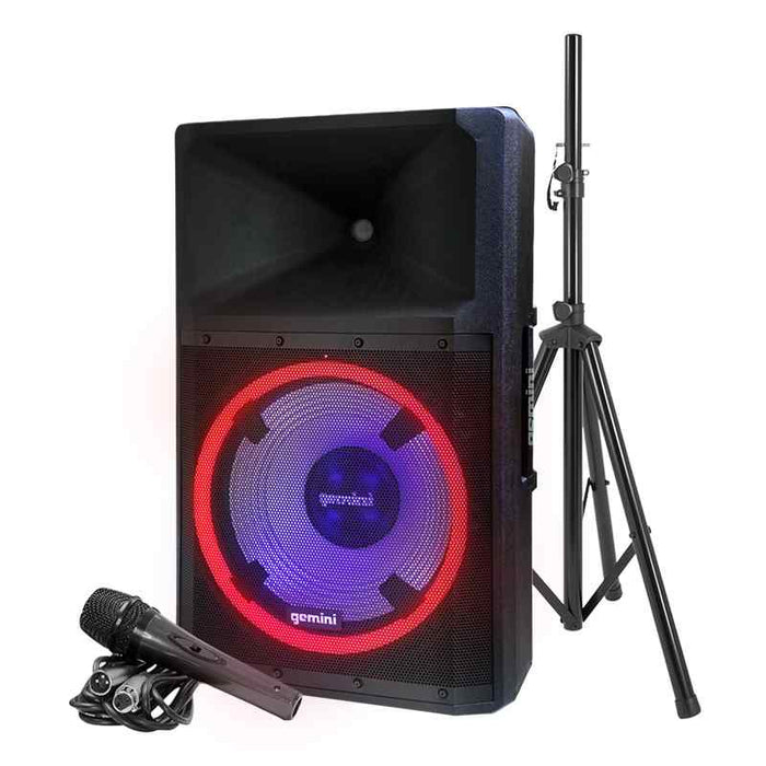 GSP-L2200PK Gemini 15 inch Active Speaker Cabinet with Microphone Stand Pack