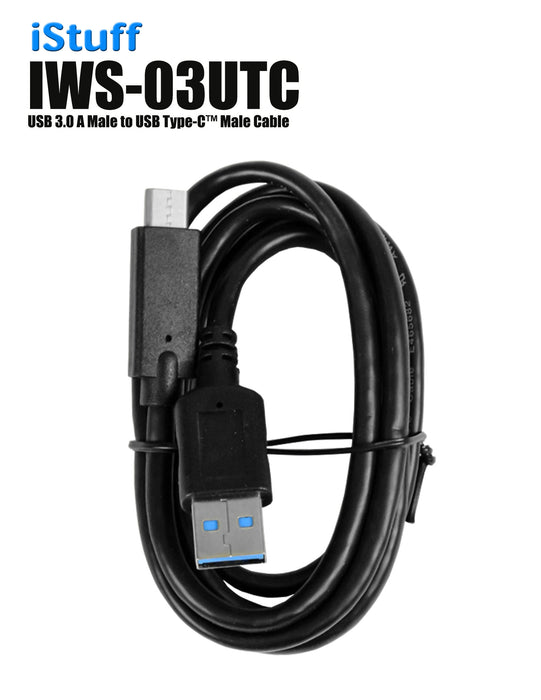 IWS03UTC iStuff Heavy Duty USB 3.0 Male to USB Type C  3.3 ft. For Data Sync and Charge
