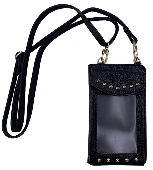 JPW2-BK Juli Cross Body Wallet and Phone Storage in Black Animal-Free Leather