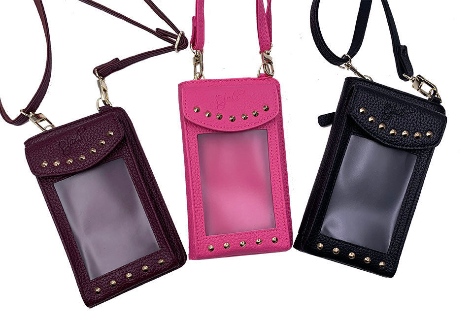 JPW2-BK Juli Cross Body Wallet and Phone Storage in Black Animal-Free Leather
