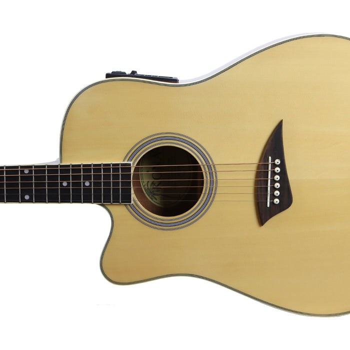 K1EL Kona K1E Series Left Handed Cutaway Acoustic Electric Guitar - Natural Gloss