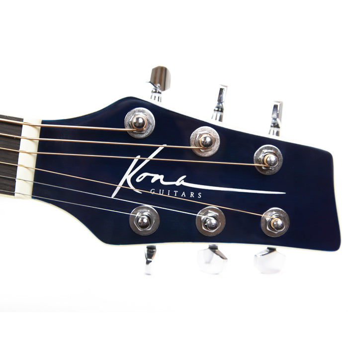 K1TBL Kona K1 Series Acoustic Dreadnought Cutaway Guitar - Transparent Blue