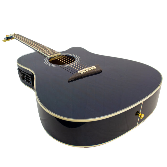 K2TBL Kona K2 Series Thin Body Acoustic Electric Guitar - Transparent Blue