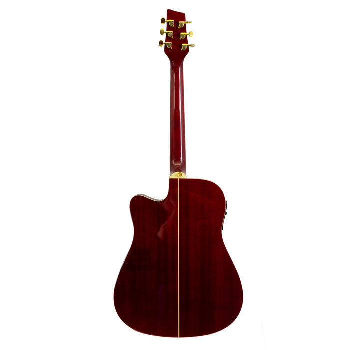 K2TRD Kona K2 Series Thin Body Acoustic Electric Guitar - Transparent Red