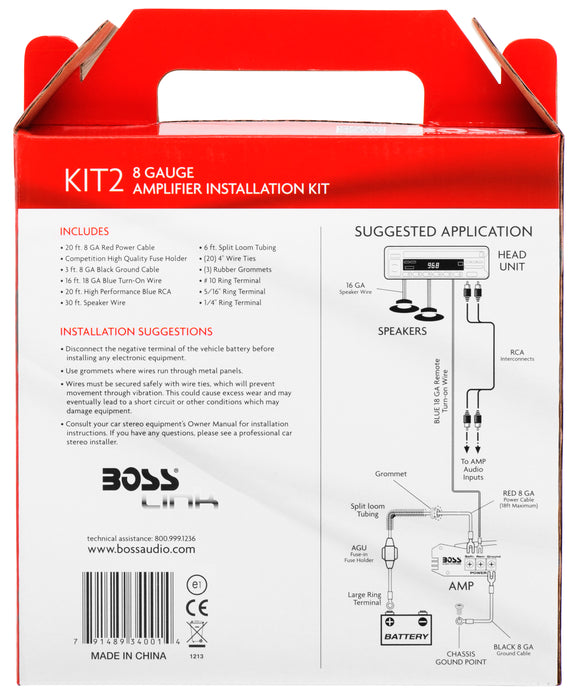 AVA-KIT2 Boss 8 Gauge Amp Install Kit