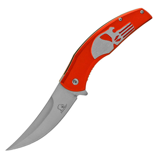 SG-KS2084RD 8.5 inch Trailing Point Punisher Skull Folding Pocket Knife - Red