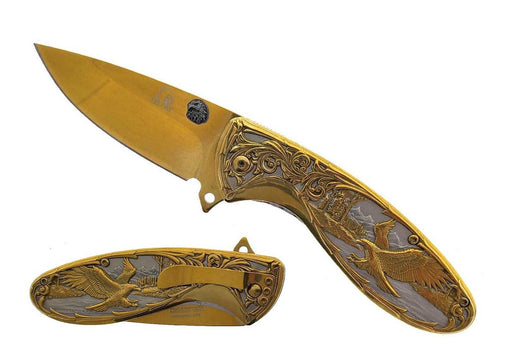 SG-KS3607GD Limited Gold Eagle Design Folding Knife