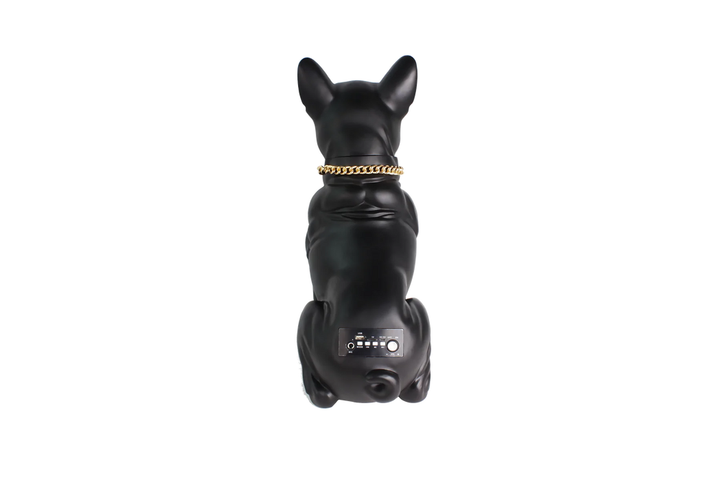 MaxPower MD566-BK Wooof Black Frenchie Bull Dog Large Size Rechargeable Portable Bluetooth Speaker With FM Radio