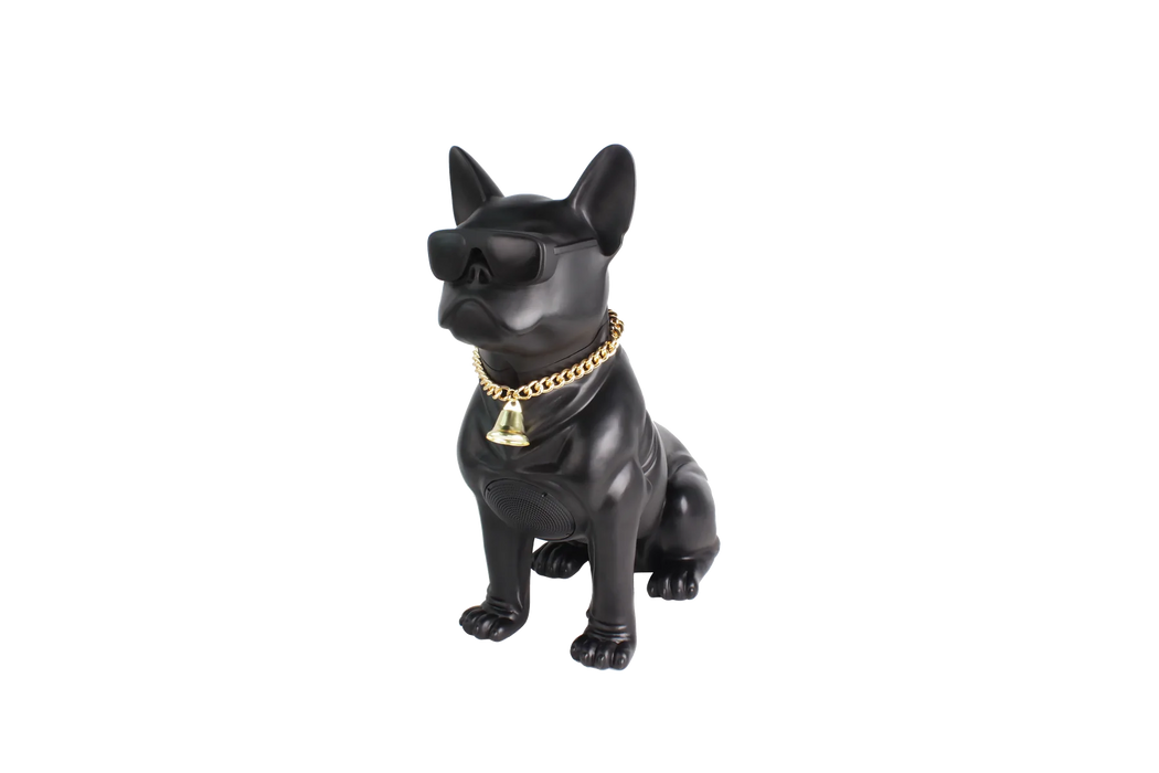 MaxPower MD566-BK Wooof Black Frenchie Bull Dog Large Size Rechargeable Portable Bluetooth Speaker With FM Radio