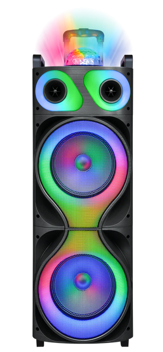 MPD10288B-BK Maxpower Dual 10-Inch x2 DJ Speaker W/ built in Rechargeable battery, USB, SD, Bluetooth